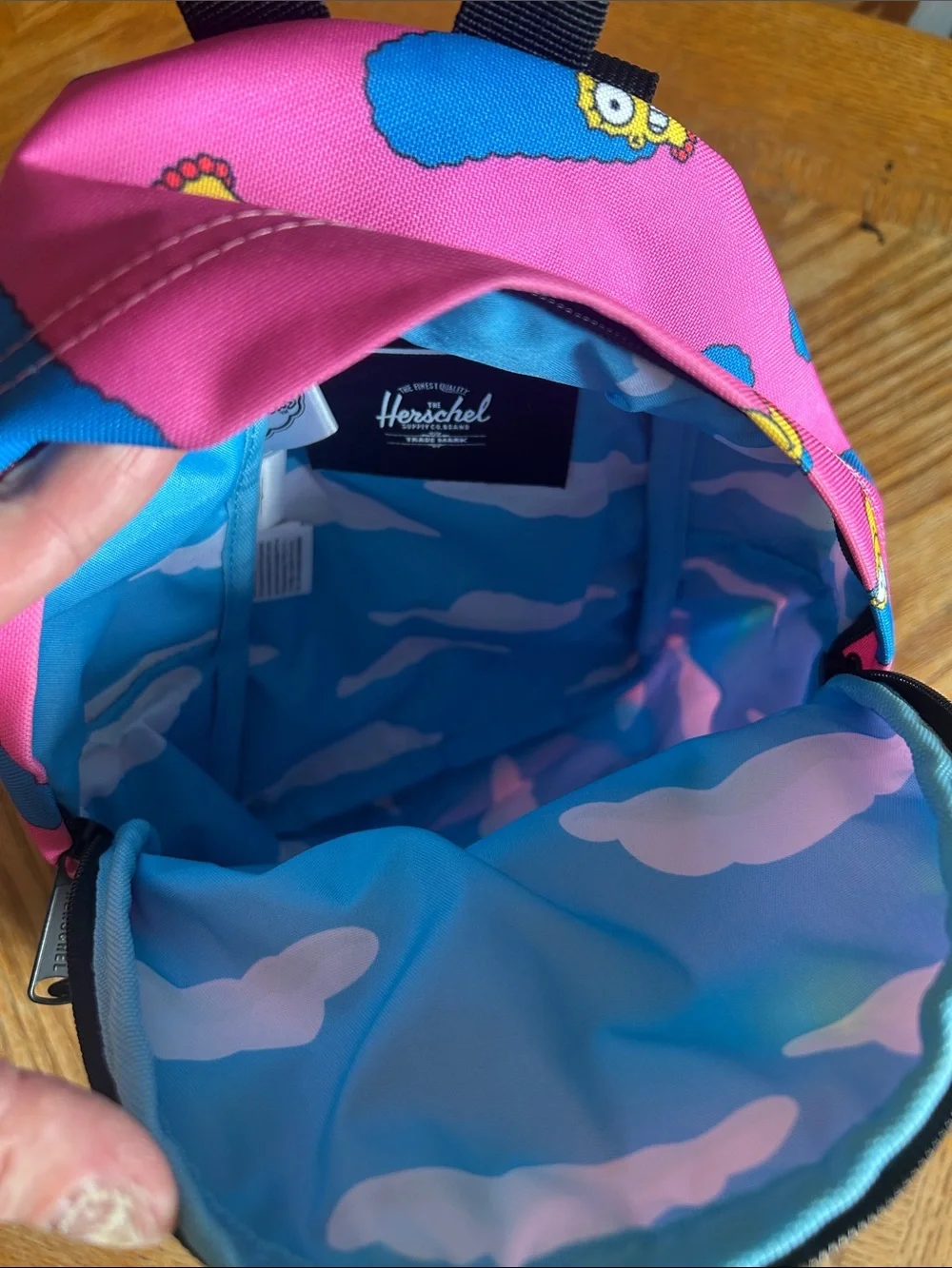 Herschel Supply Company Pink Kids Mini Backpack with Blue Marge Simpson Print